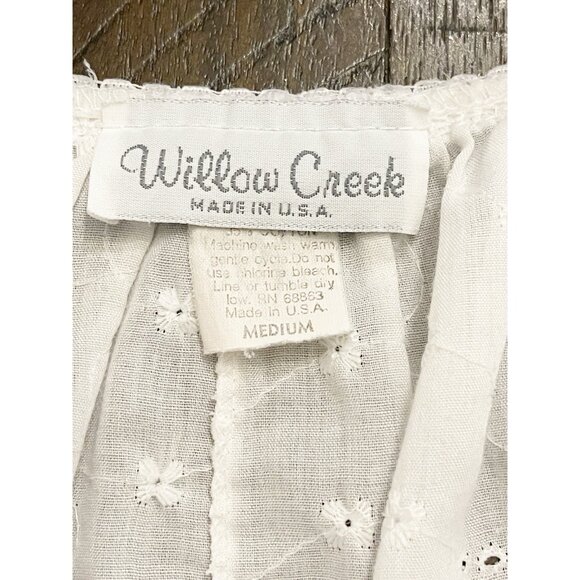 Willow Creek Vintage Cotton Eyelet Nightgown Cottagecore Prairie Ruffled Medium - Picture 7 of 10